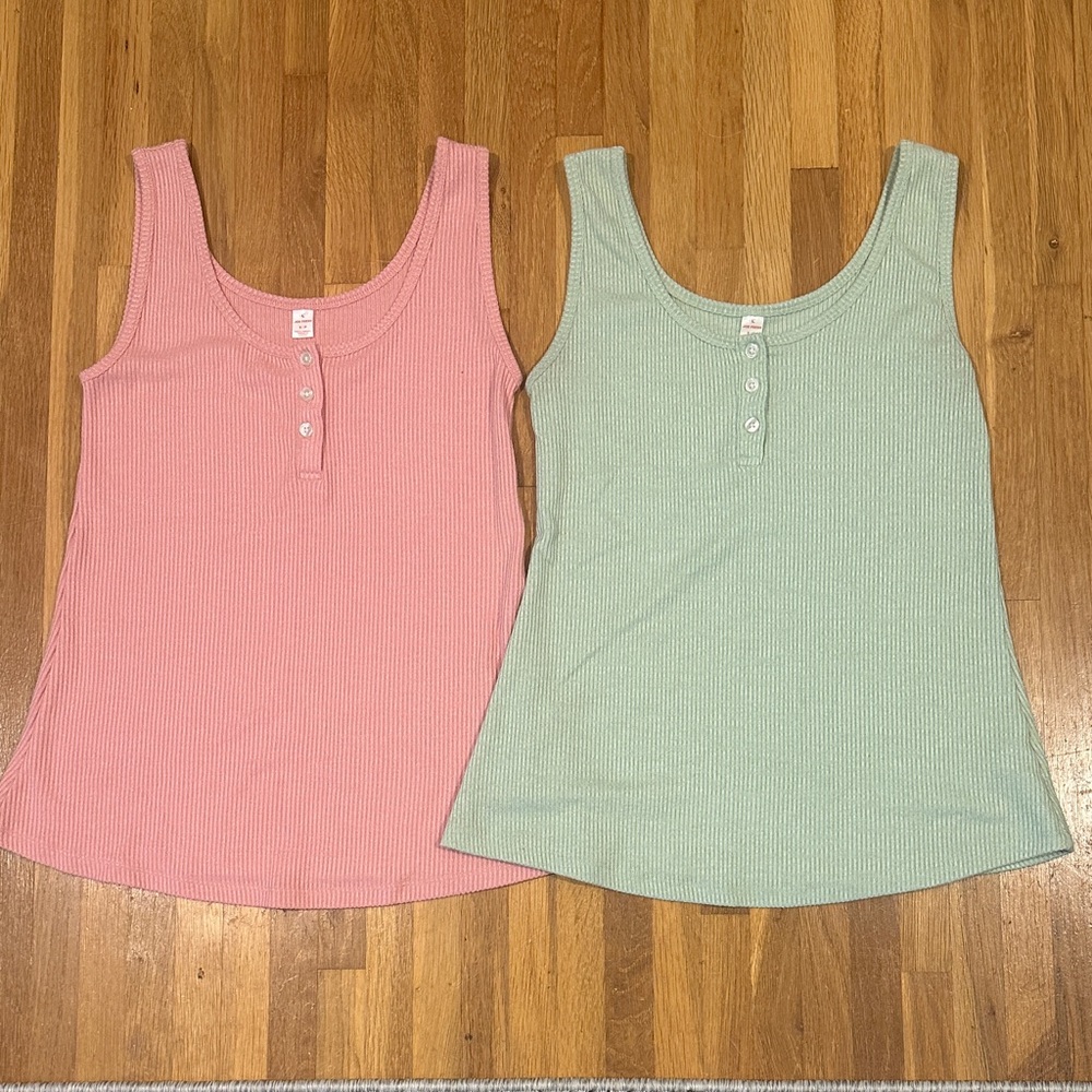 *last chance* Joe Fresh | Women's Pink and Green Ribbed Tank Tops